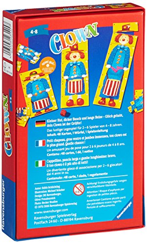 Ravensburger 23115 - Clown, Mitbringspiel für 2-6 Spieler, Kinderspiel ab 4 Jahren, kompaktes Format, Reisespiel, Würfelspiel – Bild 2