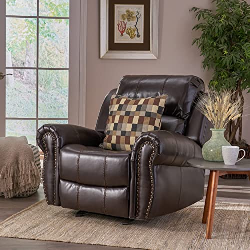 Christopher Knight Home Gavin Bonded Leather Gliding Recliner, Brown