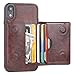 iPhone XR Wallet Case Credit Card Holder, KIHUWEY Premium Leather Kickstand Durable Shockproof Protective Cover iPhone XR 6.1 Inch(Brown)