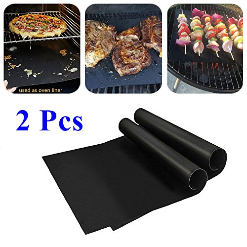 BBQ Grill Mats, 2 Pcs 15.75 x 13 Inches Lifetime Guarantee Nonstick Oven Liner BBQ Grill Mats for Electric, Gas and Toaster Ovens Teflon Cook Sheets by InwildTek
