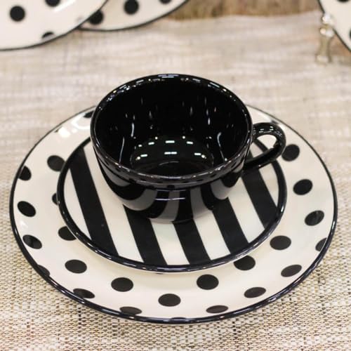 Aparelho de Jantar e Chá 30 Peças Oxford Unni Stripes And Dots