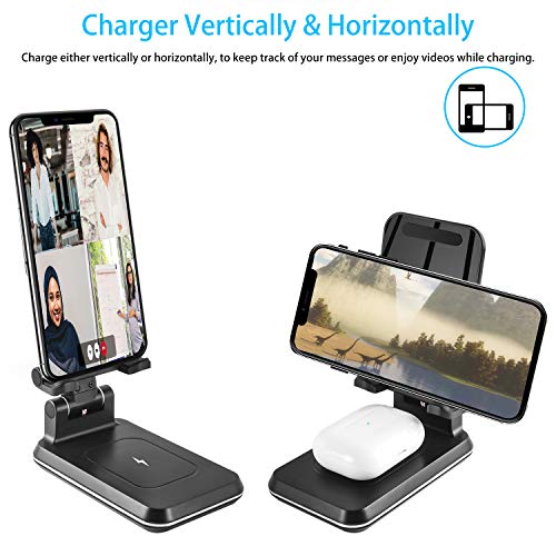 Wireless Charging Phone Stand, Dual Foldable Wireless Charger Stand 10W