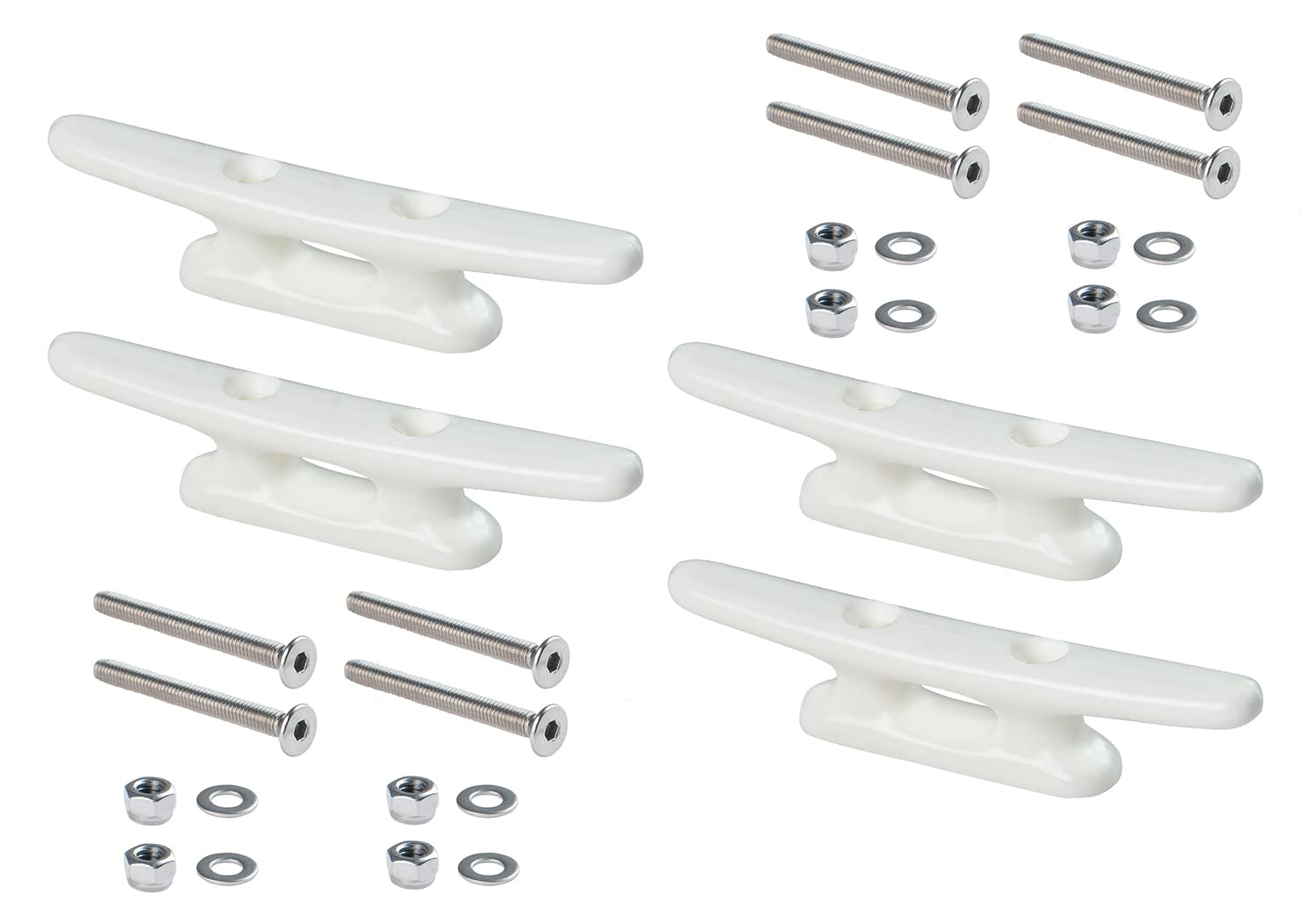 New Marine 4 Nylon Brackets in Black or White Various Sizes Including V4A Screws, White, 75mm