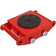 FAHKNS Machinery Moving Skate Heavy Duty Machinery Skates Cargo Mover 6T Machine Skates with 360° Rotation Cap 4 PU Rollers for Heavy Duty Industrial Moving Equipment(Red)