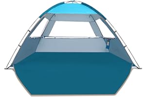 COMMOUDS Beach Tent Sun Shade for 3/4-5/6-7/8-10 Person, UPF 50+ Beach Sun Shelter Canopy Tent, Lightweight, Easy Set Up and 