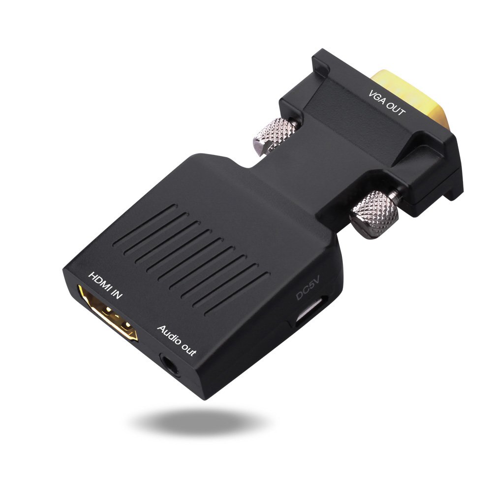 PremiumCord HDMI to VGA Converter with Audio Output and Audio Cable, Resolution Full HD 1080p 60Hz, Gold-Plated Connectors, Colour Black