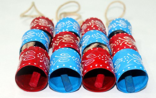 Mango Gifts Tin Bells 2.5" H Hand Painted Decorative Bells 6 Pieces