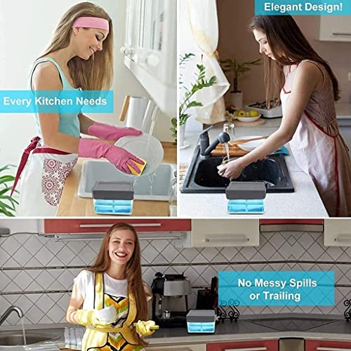 SKY-TOUCH 2 In 1 Sponge Rack Shelf Soap Detergent Dispenser Pump, Large Capacity With Sponge, 1 Hand Operation