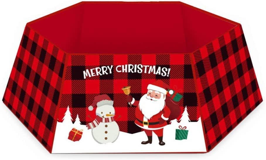 Tree Stands - Gnomdcer 32 Inch Christmas Tree Collar, Foldable Square Christmas Tree Ring, Christmas Tree Base Hexagonal Stand, Christmas Tree Ring Collar for Xmas Tree Home Party Decor (Red Lattice)