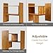NIUBEE Adjustable Desktop Bookshelf Desk Storage Organizer Bamboo Wood Counter Top Display Shelf Rack Counter Office Storage Rack Top Bookcase - Office Supplies Desk Organizer Display, Yellow