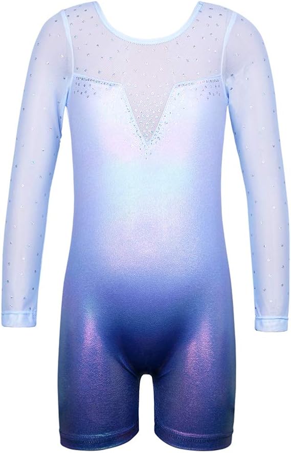 Mädchen Gymnastikanzug Samt - Ballett Trikot Mit Mesh Einsätzen Gr.98-164