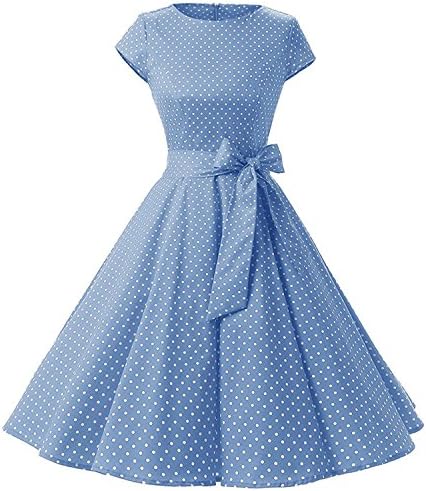 Womens 1950s Vintage Cap Sleeve Polka Dot Rockabilly Cocktail Swing Dresses C70