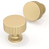 Asimerdeco 10 Pack Brushed Gold Cabinet Knobs 1-1/10 Inch(28mm) Single Hole Cabinet Pulls Round Kitchen Cabinet Knobs Drawer Knobs