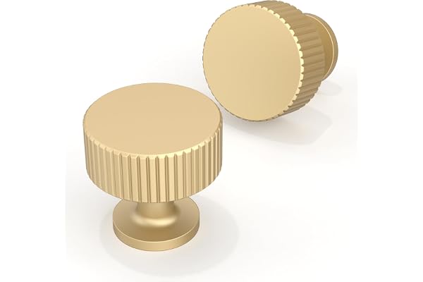 Asimerdeco 10 Pack Brushed Gold Cabinet Knobs Single Hole Cabinet Pulls Round Kitchen Cabinet Knobs Drawer Knobs Dresser Knob