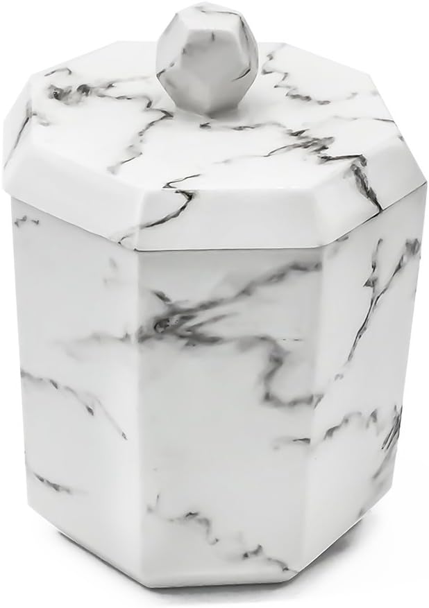 Outstanding Household 20 oz Cotton Swab and Cotton Ball Holder,Marble Model