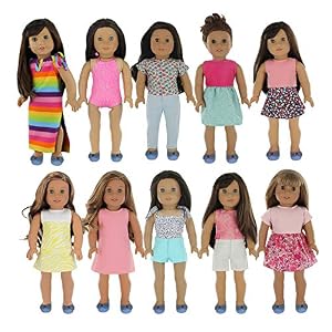 PZAS-Toys-18-Inch-Doll-Clothes-Fits-American-Girl-Doll-Clothes-Wardrobe-Makeover-10-Outfits