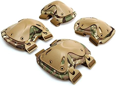 Kiwivalley 4 In 1 Military Knee Pads and Elbow Pads Protective Gear Set Airsoft for Adults Skateboarding, Biking, Riding, Cycling and Other Extreme Sports (CP)