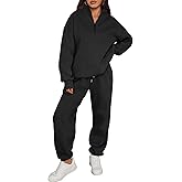 Trendy Queen Womens Sweatsuits 2 Piece Outfits Fall Lounge Sweat Sets Half Zip Sweatshirts with Baggy Sweatpants