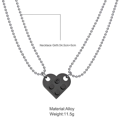 Caiyao Brick Necklace for Couples Friendship Heart Pendant Shaped