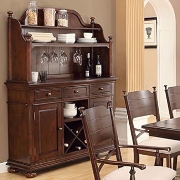247shopathome Descanso Old English Style Braun Cherry Finish China Schrank Stall Amazon De Kuche Haushalt