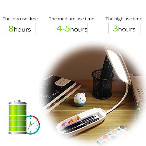 Led Desk Lamp Multi-Function As Pencil Case and Mobile Phone Holder, Soft and Eye-Protecting, Three-Speed Adjustable Light Table Lamp(White)