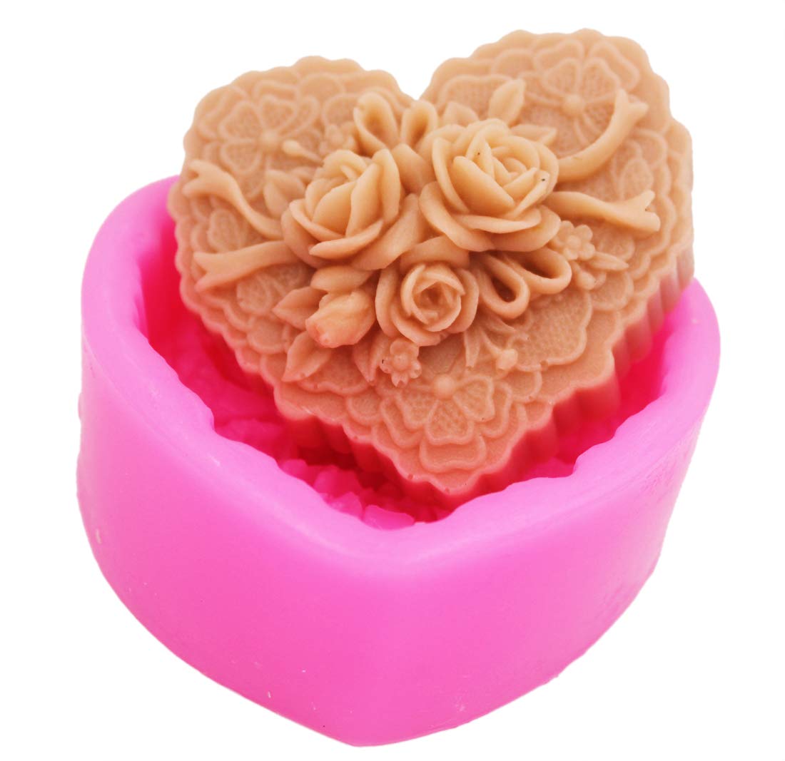 Soap Molds Rose Heart Shape Craft Art Silicone Soap mold