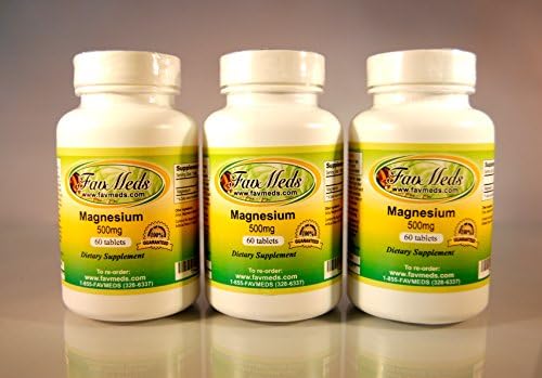 Magnesium 500mg, high Potency, Made in USA - 180 (3x60) Tablets