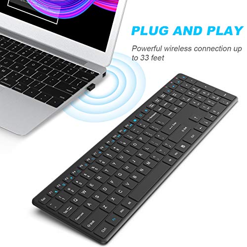 Wireless Keyboard, WisFox 2.4G Ultra Slim Portable Computer Keyboard, Full Size Keyboard with Number Pad, Silent… - Image 3