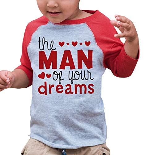 7 ate 9 Apparel Boy's Valentine's Day Toddler Vintage Baseball Tee 2T Red and Grey - Thumbnail 5