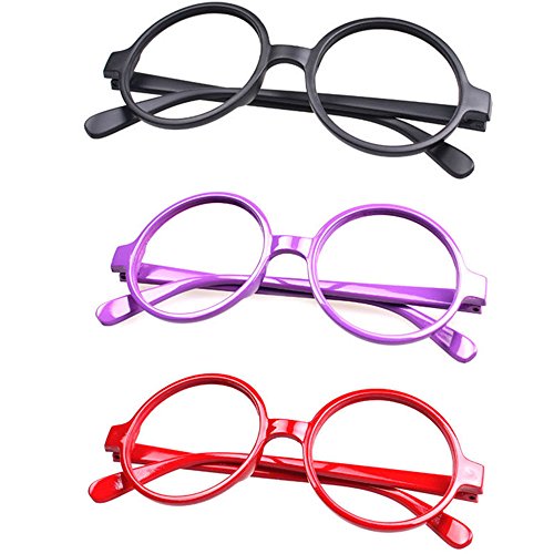 Set of 3 FancyG® Retro Geek Nerd Style Round Shape Glass Frame NO LENSES SET105