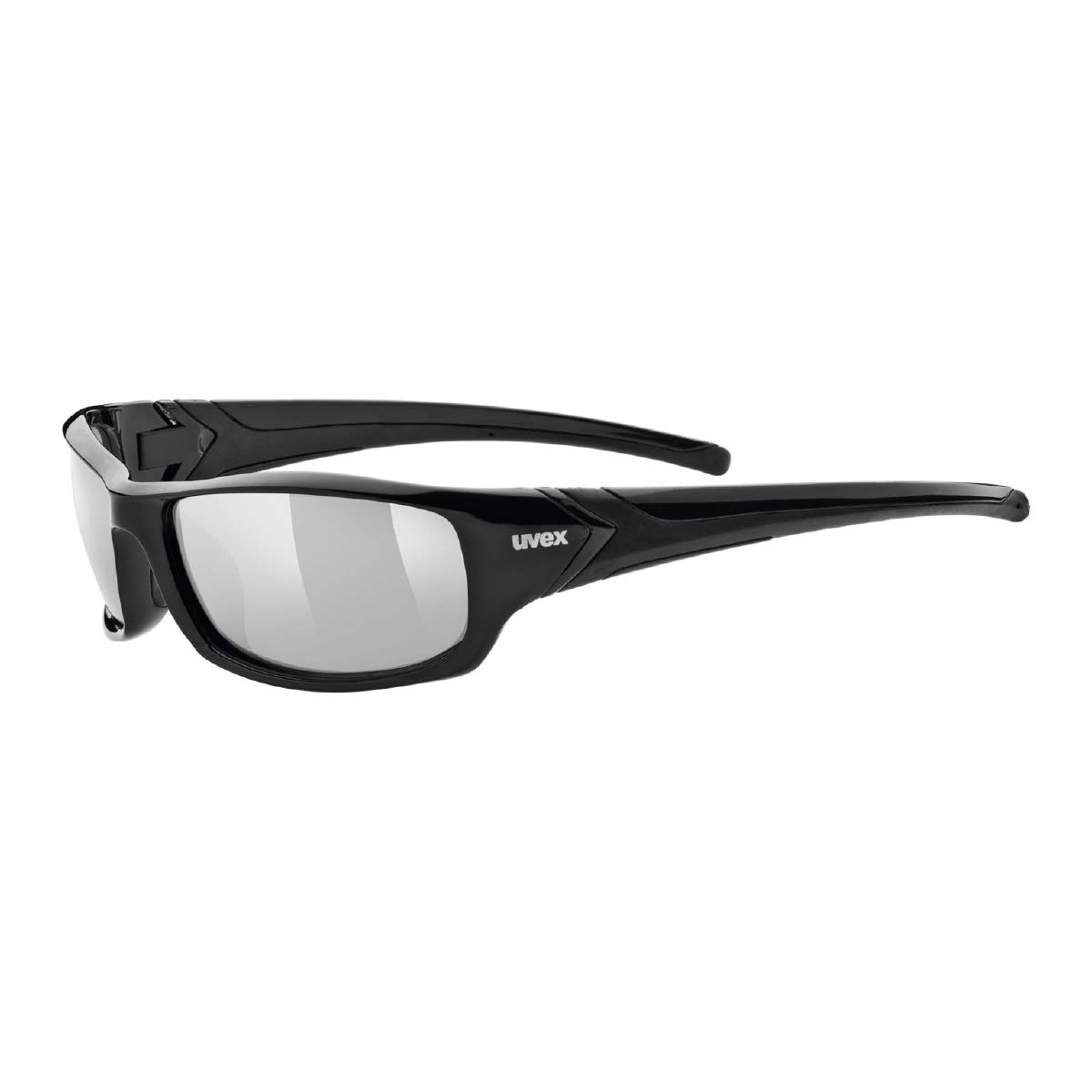 uvex Sportstyle 211 - Sports Sunglasses for Men and Women - Mirrored Lenses - Comfortable & Non-Slip - Black/Litemirror Silver - One Size