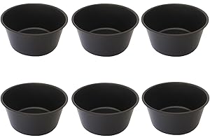 Heluok 6PCS Carbon Steel Popover Pans, Nonstick Mini Yorkshire Pudding Pan, Muffin Cupcake Pans, Individual Egg Tart Molds, Baking Round Cake Cup - Black (3.1" x 1.4")