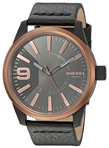 Diesel Men's 'Rasp' Quartz Stainless Steel and Leather Casual Watch, Color:Black (Model: DZ1841)