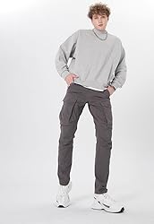 Plaid&Plain Men's Cargo Work Pants with Pockets