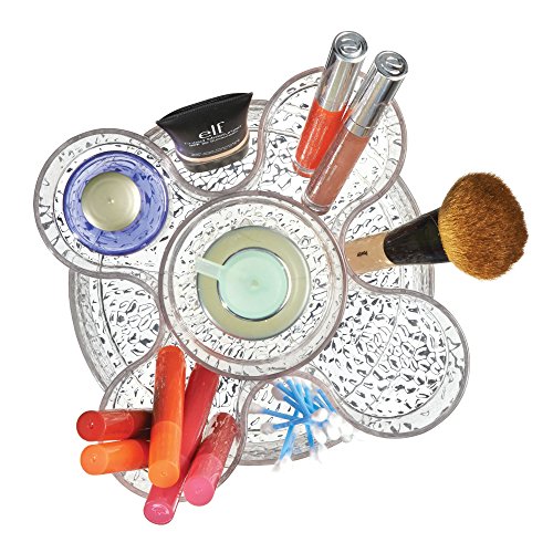 mDesign Bathroom Plastic Vanity Countertop Lazy Susan Storage Organizer Turntables Cosmetic Holders for Cosmetics Makeup Brushes Organization - Pack of 2, Clear