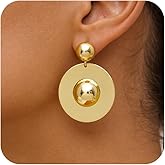 Tituthia Chunky Gold Statement Earrings For Women Gold Plated Earrings Large Stud Earrings Hypoallergenic Earrings