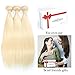 FASHION QUEEN Hair 613 Blonde Hair Bundles, Silk Straight Brazilian Virgin Hair, Honey Blonde Unprocessed Human Hair(12/12/12inch)