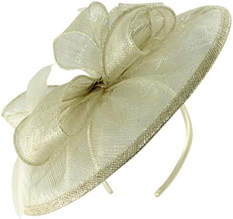 Failsworth Millinery Sinamay Disc Headpiece In White-Silver, Size: One Size