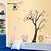 Cartoon Cute Monkeys Big Trees Removable Wall Stickers Home Decor Decals For Children's Room Nursery, Set Of 2 Sheets (animal-tree)