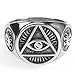 OAKKY Jewelry Men's 316l Stainless Steel Triangle Eye of God Rings, Vintage Size 13