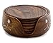 Drink Coasters Sale - SouvNear Coaster Set & Holder - Handmade Wood 6 Round Table Coasters and Wooden Holder - Table Top Accessories