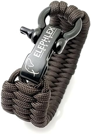 ELEPHLEX TRILOBITE Survival Paracord Bracelet Tactical Gear 9 Inch 550lbs 4mm 7 Strands ... (Gunmetal Brown)