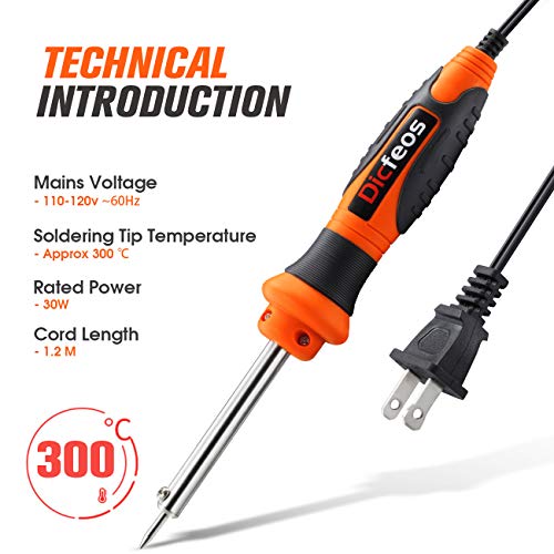 Dicfeos Soldering Iron Station, 30 Watt 110-120V Rapid Heating Soldering Iron with 1 Pack Solder Wire and Extra Solder Tip, Temperature 300℃