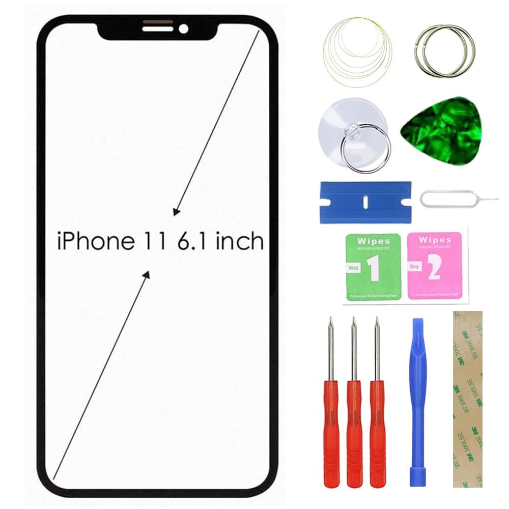 MovTEK Screen Replacement Front Glass +OCA compatible with iPhone 11 (No Touch and LCD Display) with Repair Kit -6.1"