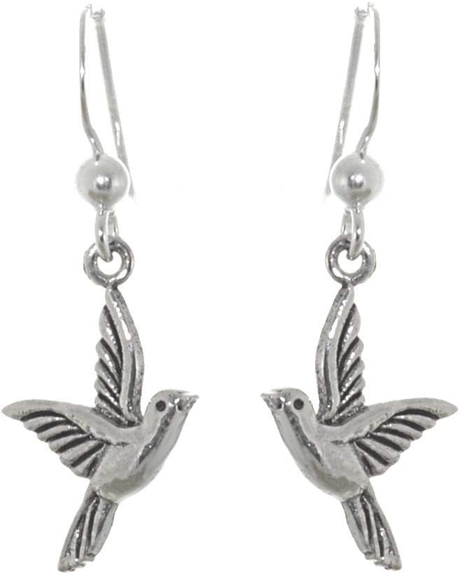 Sterling Silver Jewellery: Sweet Little Dove Earrings (Full Drop incl Hook 32mm) (E213)