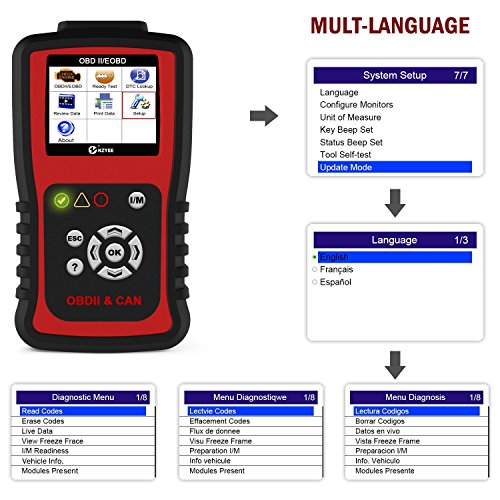 Kzyee KC201 OBD2 Scanner, Universal EOBD/OBD II Car Code Reader/Eraser, Vehicle Engine Fault Code Diagnostic Scan Tool with Live Data for Diesel and Gasoline - Thumbnail 4