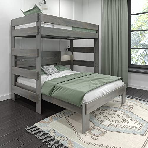 Max & Lily Modern Farmhouse Bunk Bed, L Shape TwinOverFull Bed Frame