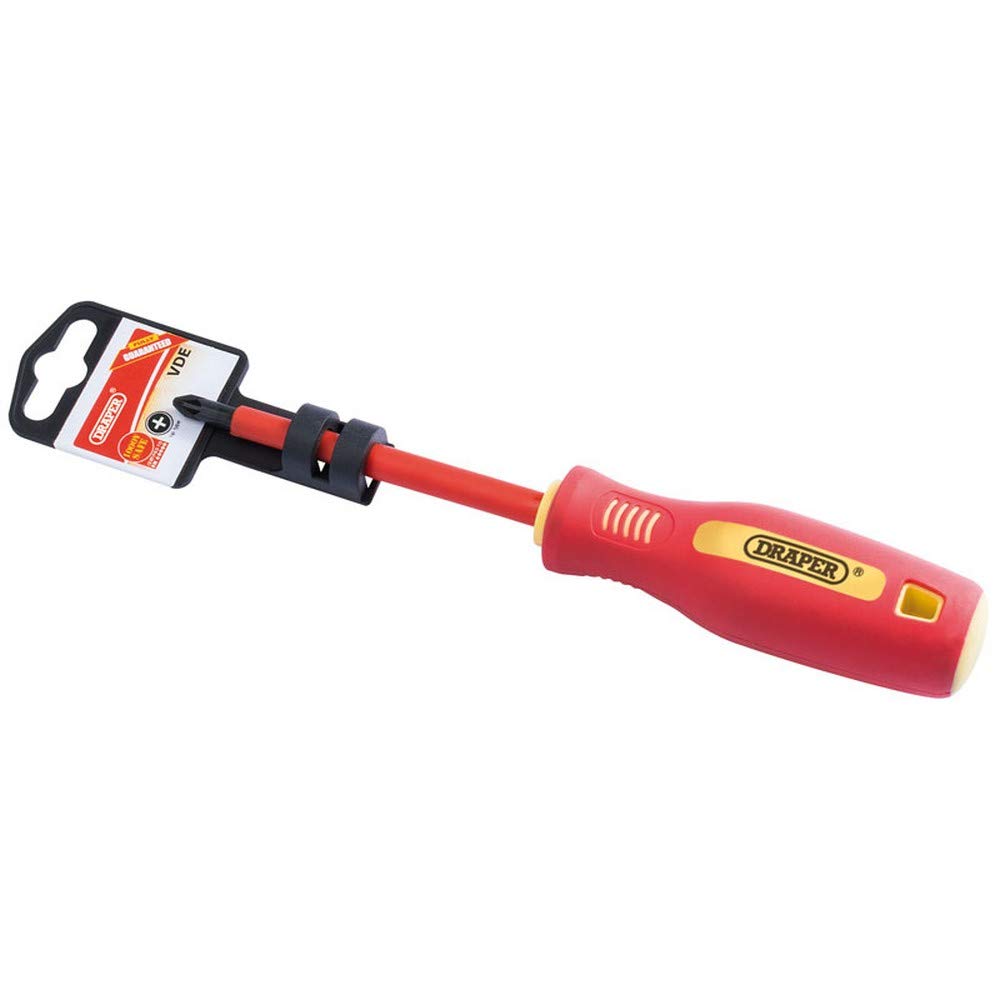 Draper 46529 Fully Insulated Cross Slot Screwdriver with Soft Grip Handle, 100 mm Blade Length