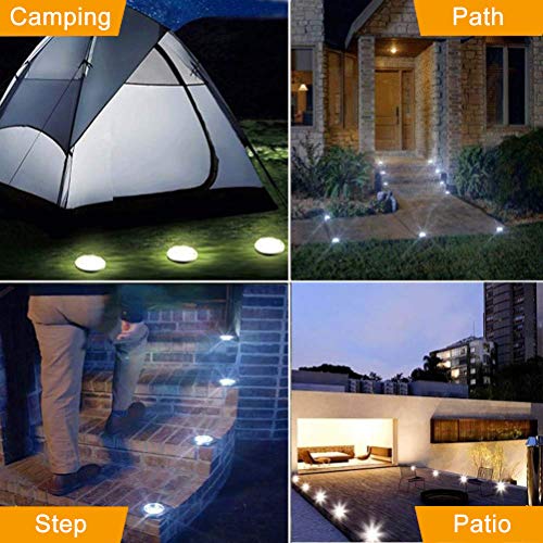 Upgraded Garden Solar Disk Lights Outdoors, Pathway Decorative Ground Lights with 8 LED Light for Patio, Yard, Backyard, Lawn Landscape Lighting Decoration (White Light, 4 Pack)