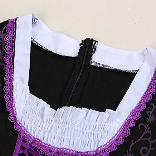 Women Oktoberfest Costume Girl Bavarian German Dirndl Maiden Dress Carnival Halloween Cosplay Party Waitress Clothes (XL, Purple)